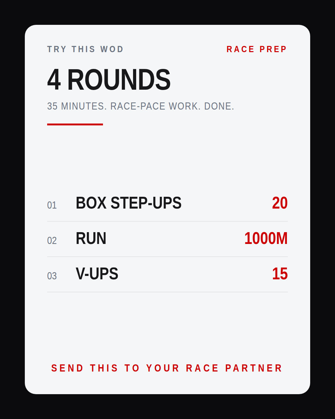 35 MINUTES. RACE-PACE WORK. DONE.